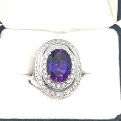 Sterling Sapphire Or Alexandrite Ring Sz. 7.25