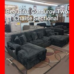 💥 Black Sectional With Cupholders, Phone Charger, Pullout Bed + Storage Chaises