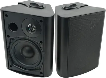 Herdio 5.25 Inch Indoor Outdoor Bluetooth Speakers Patio Waterproof Wired Wall Mount System 300 Watts (Black)