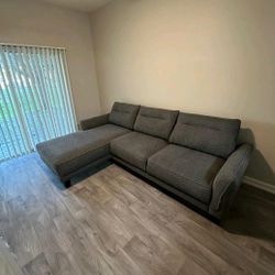 Boucle Grey Sectional Sofa New 