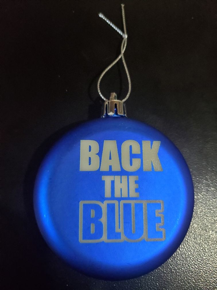 Back the blue ornaments