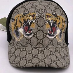 GUCCI 426887 4H813 Mesh Baseball Cap Gg Supreme Tiger Beige L 59Cm Used Men'S