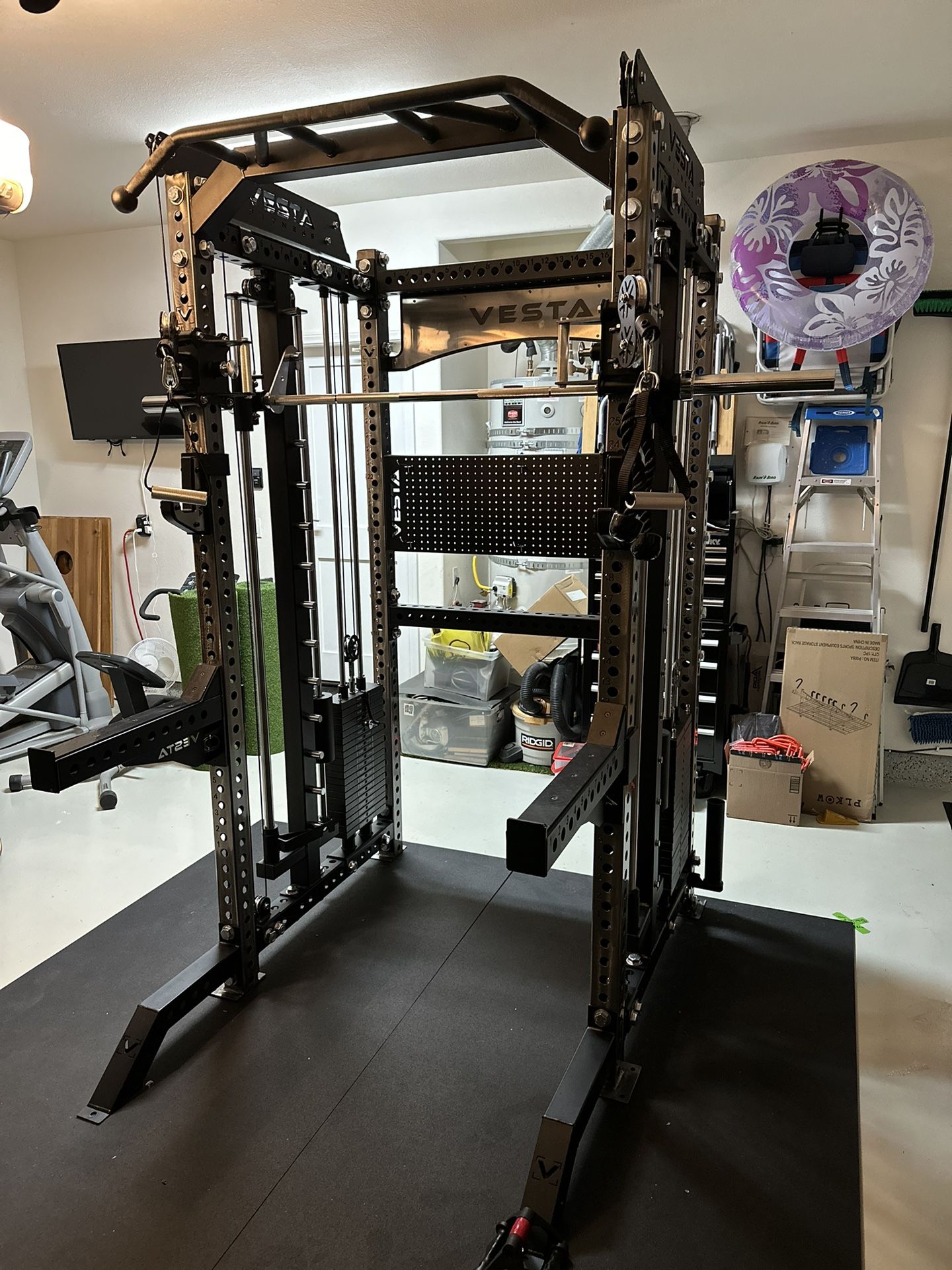 PRO SERIES Ultimate 3-1 Half Rack Functional Trainer w/Smith Machine Bar | 400lb Stack | Gym Equipment | Fitness | Commercial | Squat Rack