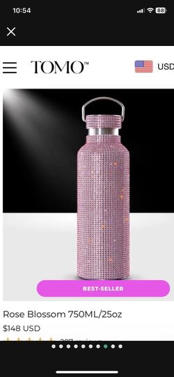Tomo Diamonds Pink Bling Water Bottle Designer New