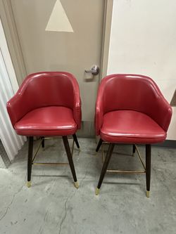 Barbosa Faux Leather Upholstered Bar Stool, Set of 2, Red