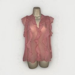Large Sheer Top Ruffle Sleeveless Blouse The Line Of Style