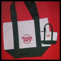 Trader Joe's Mini Canvas Tote Bag With Micro Mini 