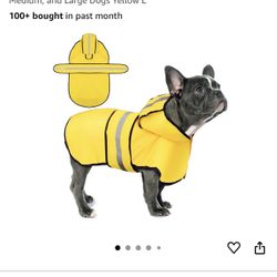 Dog Raincoat Yellow Hooded Large (NEW)