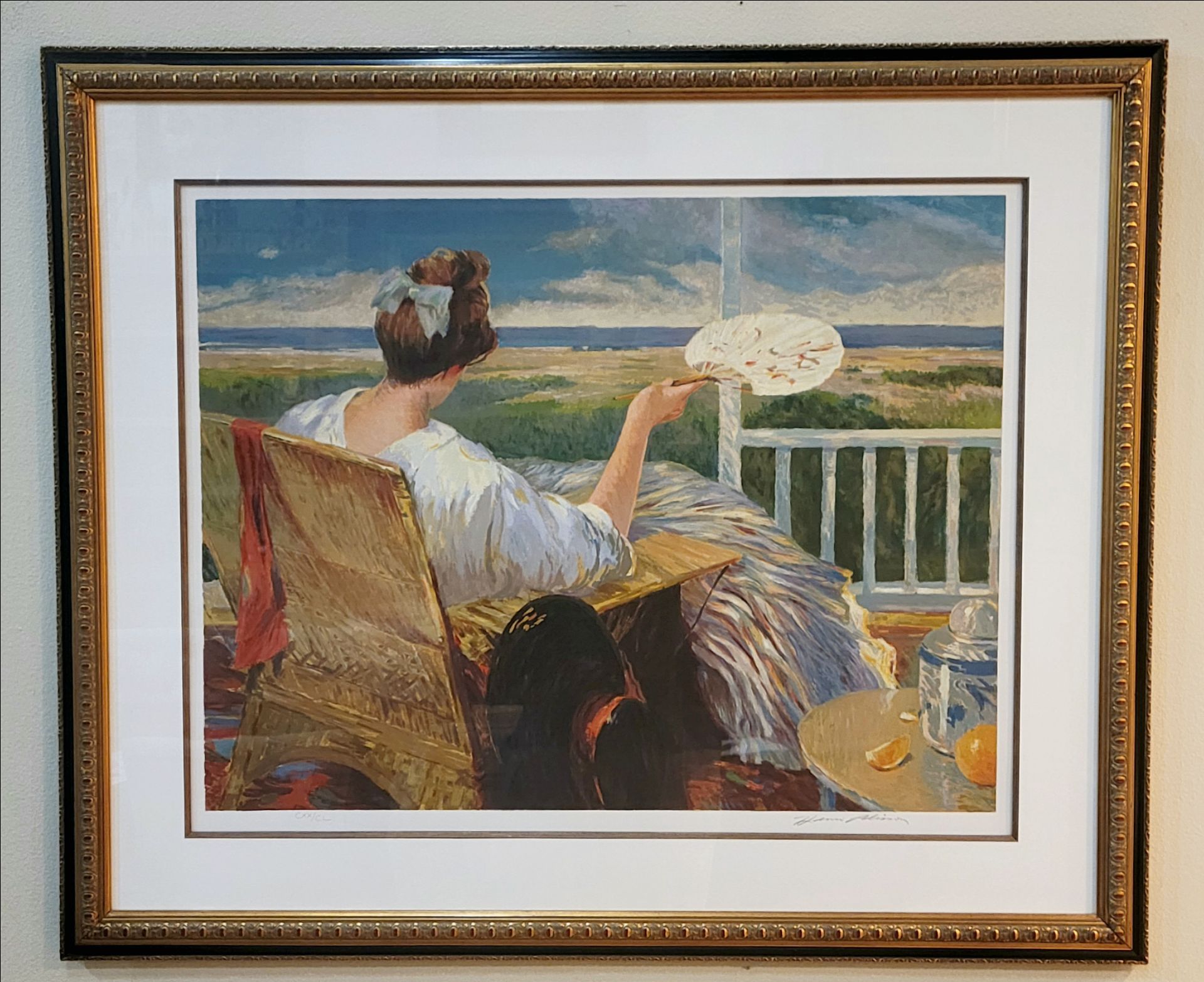 Henri Plisson "White Fan" Signed Serigraph CXX/CL European Ltd Ed COA 41x34