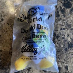 Kellogg's 2001 Walt Disney World Donald Duck Mini Bean 4" Plush Toy New Sealed