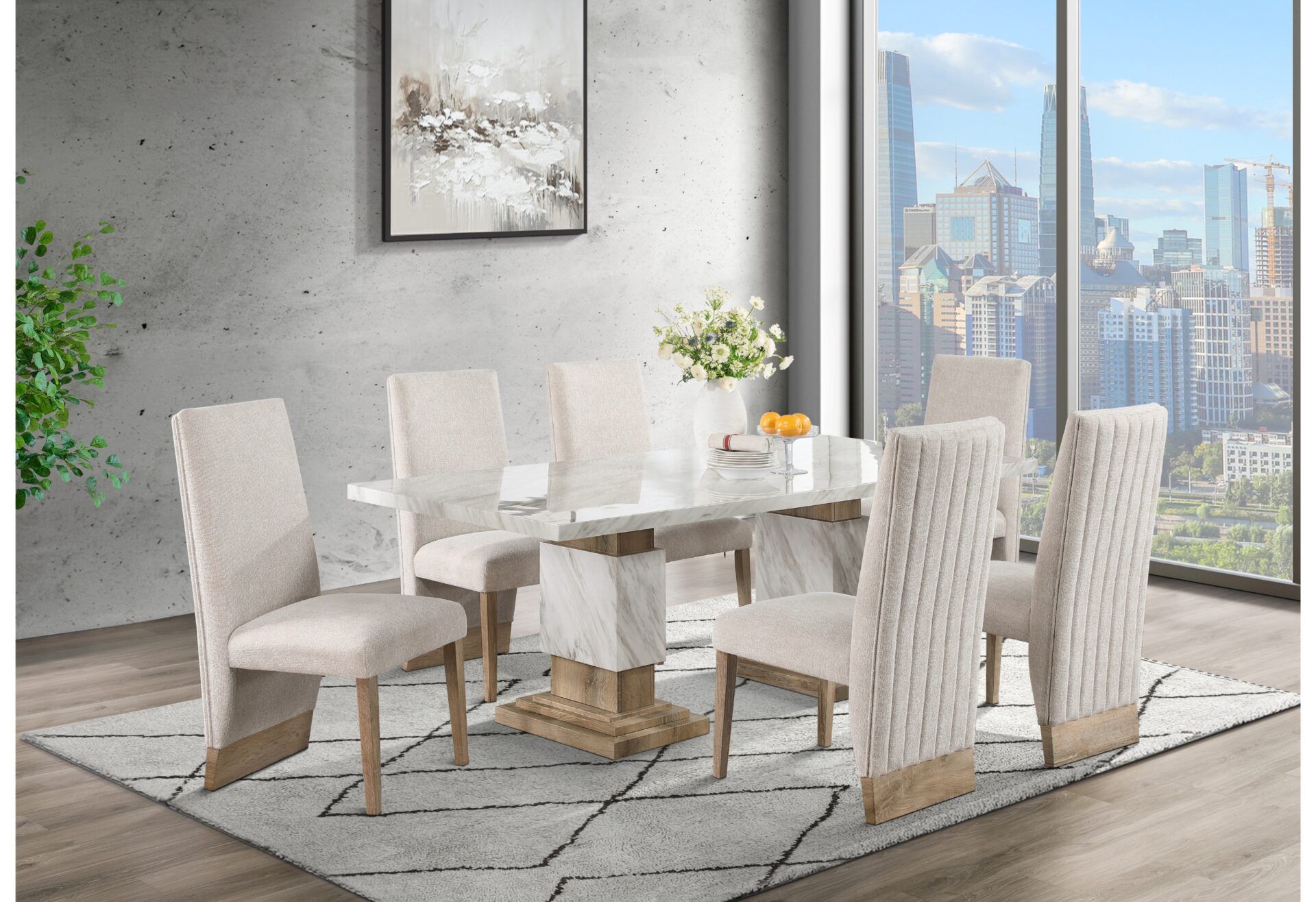 Modern Marble Dining Set – Style & Comfort for Just $50 Down!