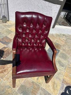 Burgundy Tufted Leather Armchair