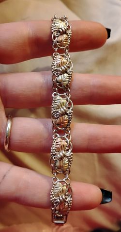 C. Co. Black Hill Gold Sterling Silver /12k Gold Trim Leave Bracelet
