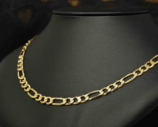 7mm 14k Gold Finish Figaro Chain