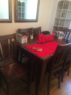 Wooden Table set with 6 high chairs