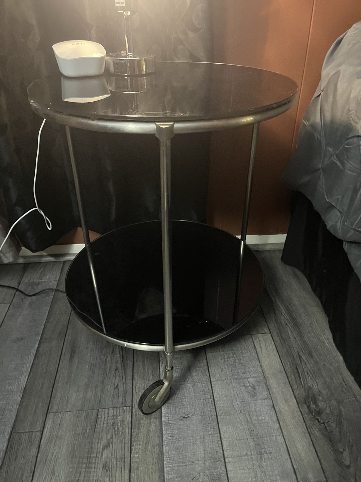 Vintage IKEA Black Glass & Metal Cocktail Table