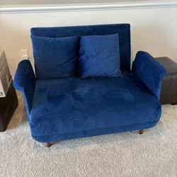 Blue Velvet Convertible Chair