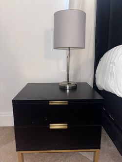 Black and Gold 2-Drawer Nightstand