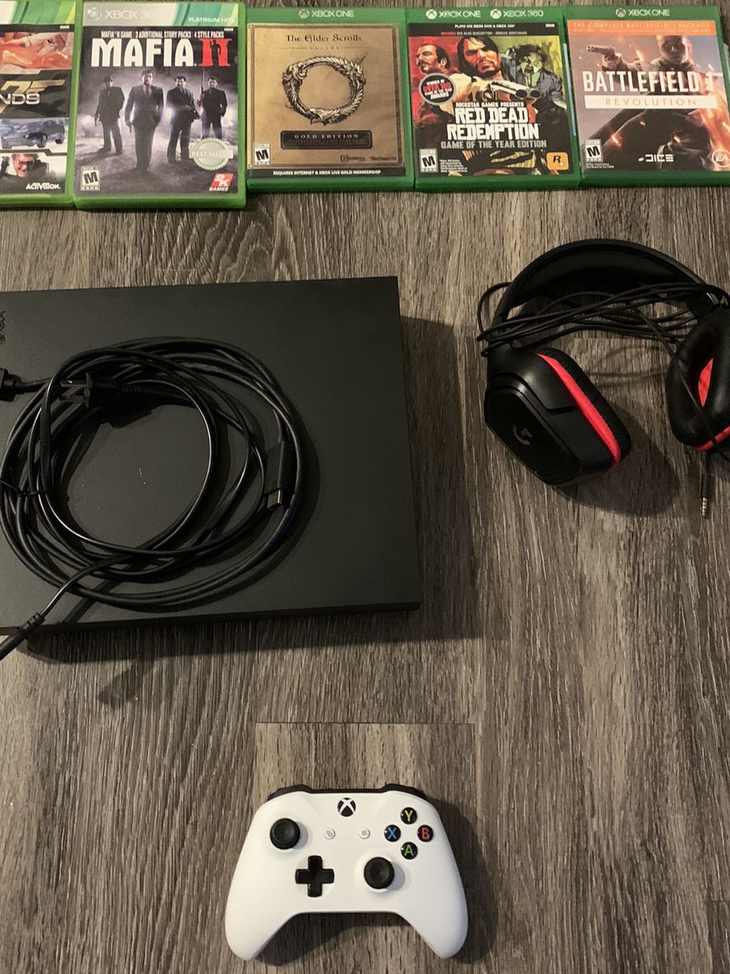 Xbox One X With Games And headset