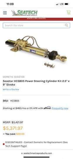 Seastar/dometic Power Steering Cylinder HC5805