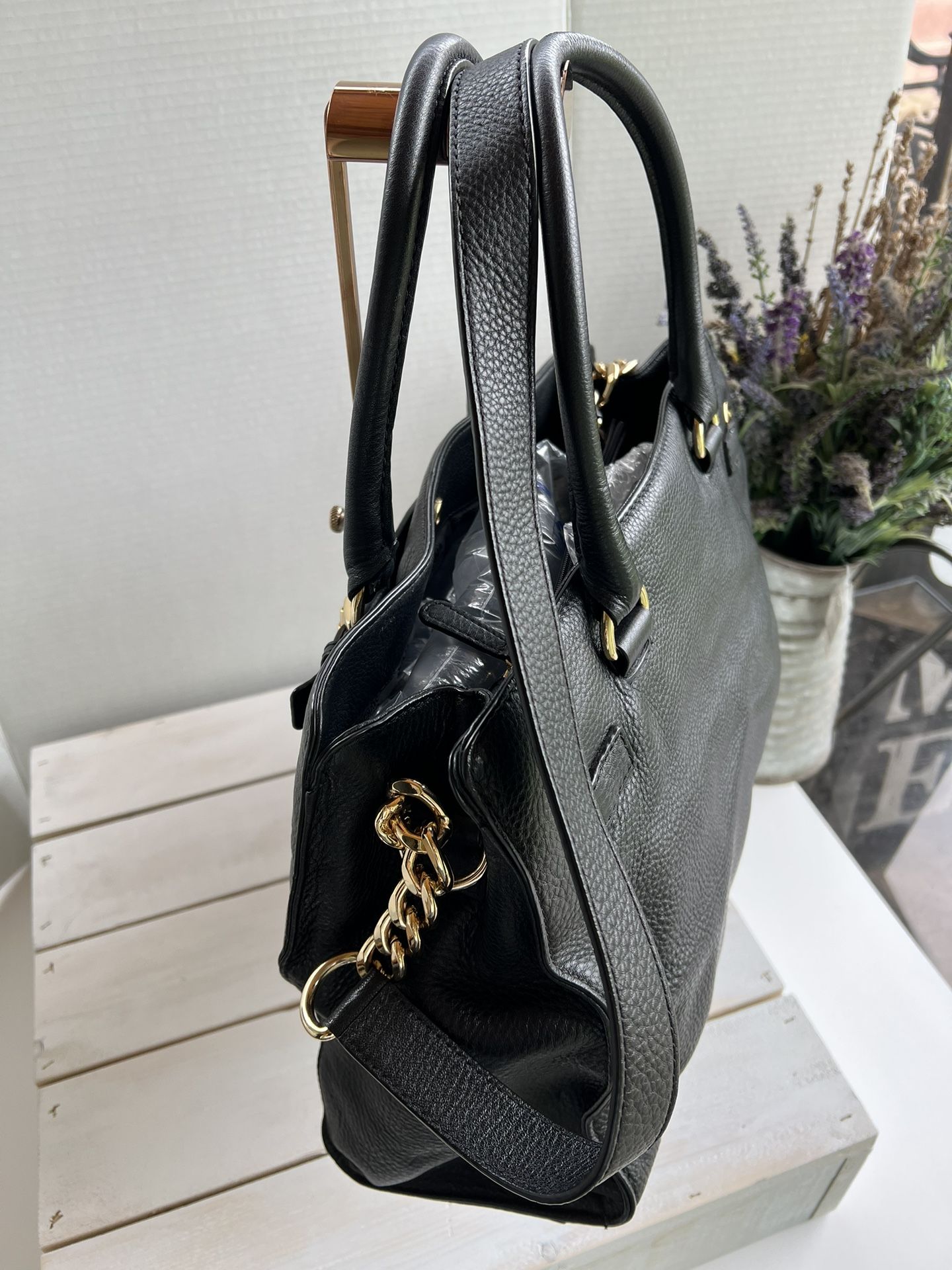 Michael Kors 2-way Hamilton belted tote large bag (black)