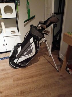 Golf clubs and bag