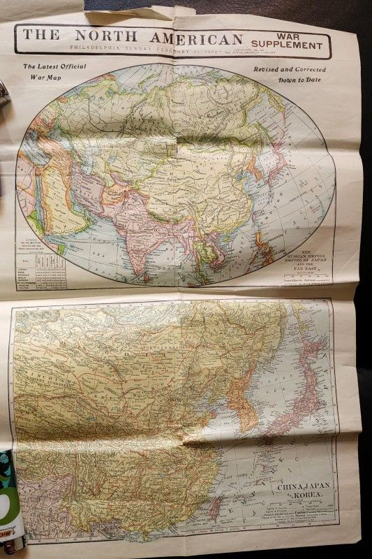 Antique 1904 North American War Supplement Map