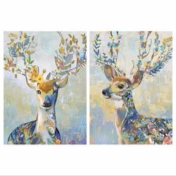 Reindeer Canvas Wall Art (Set of 2)