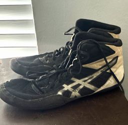 ASICS Black/White High-Top Wrestling Shoes Men's US 12