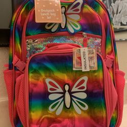 Butterfly   Backpack Lunch Bag Set 2 Pices