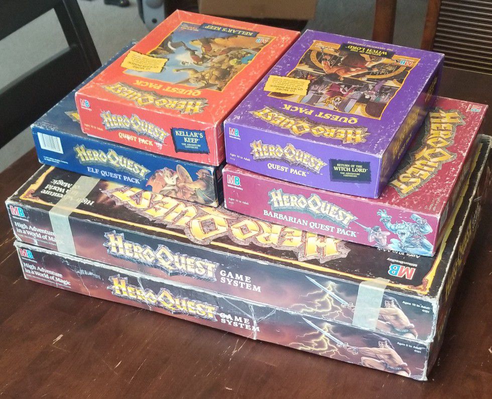 HeroQuest Hero Quest MB Milton Bradley board game barbarian elf quest witch lord kellar's keep packs
