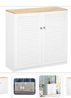NEW HOMCOM Storage Cabinet Kitchen Sideboard With Louvered Doors