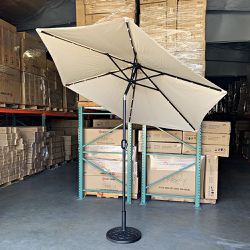 New $70 Patio Set (LED 9ft Umbrella and 30lbs Base Stand) Tilt Crank Outdoor Garden Market 