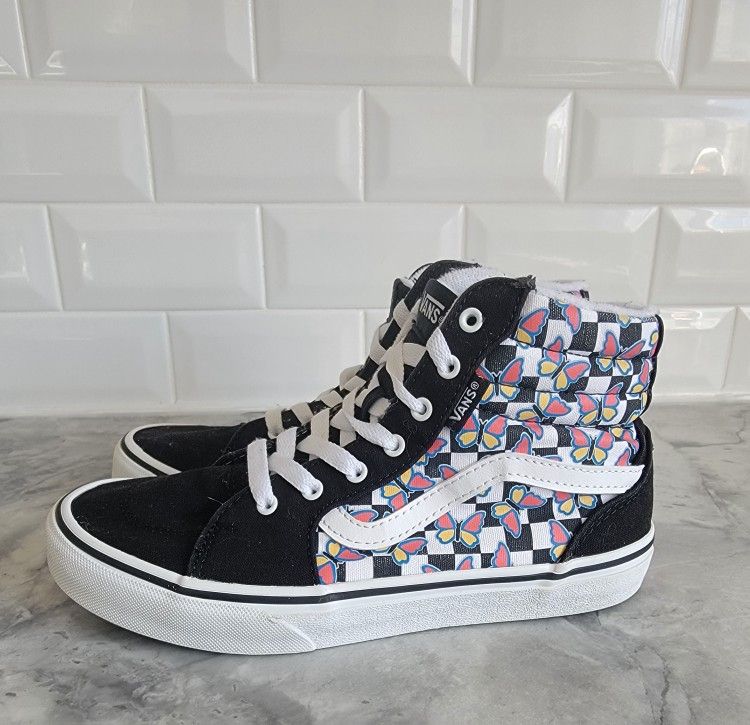 Van Butterfly Black And White Checkered Shoe