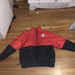 Red & Black Champion Puffer Jacket