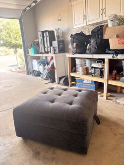 Gray Tufted Square Ottoman