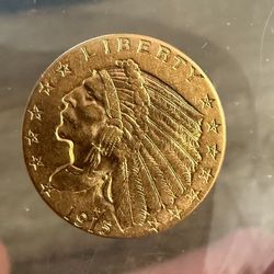 1915 $2.5 Gold Indian Head - AU-BU Quarter Eagle 🦅