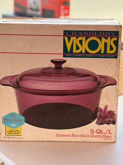 Vintage Cranberry VISIONS Corning Ware 5 Qt Non Stick Dutch Oven