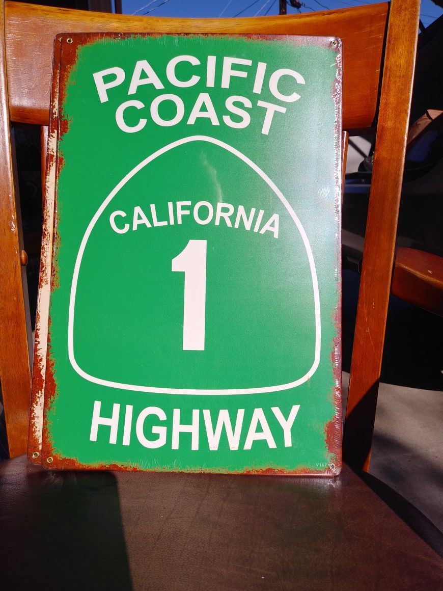 Pacific Coast Highway CA 1 metal sign