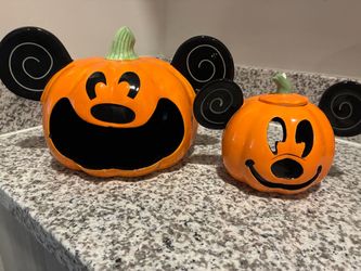 Mickey candy dish and candle jack-o’-lantern