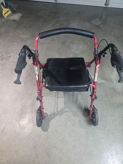 Red Rollator Walker with Seat