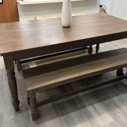 Nadeau Dining Table And 2 Seat Benches 72”