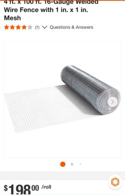 New 4 ft. x 100 ft. 16-Gauge Welded Wire Fence with 1 in. x 1 in. Mesh. Retails $220 With Taxes!