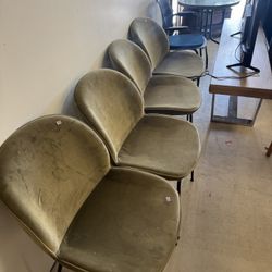 Set Of 2 Olive Green Chairs With Metal Legs 