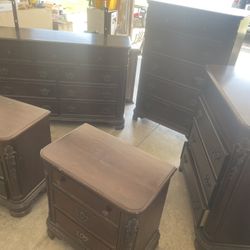 5 Piece Bedroom Set. Bed Frame Is For Queen Size Bed