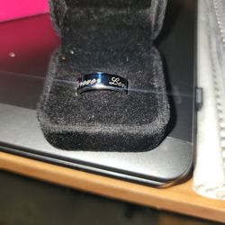 Size 5 Titanium Blue Band With Forever Love