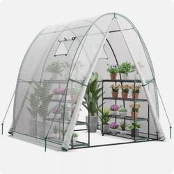 6 Ft Outdoor Walk-in Plant Tunnel Greenhouse 2 Screen Window 2 Large Side Pouch