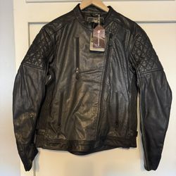 Roland Sands Clash Perforated Black Leather Motorcycle Jacket Size L