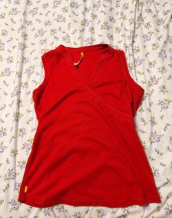 Red Sleeveless Wrap-Style Tank Top