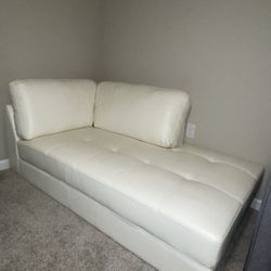 White Faux Leather L-Shaped Right-Facing Chaise Sectional Sofa